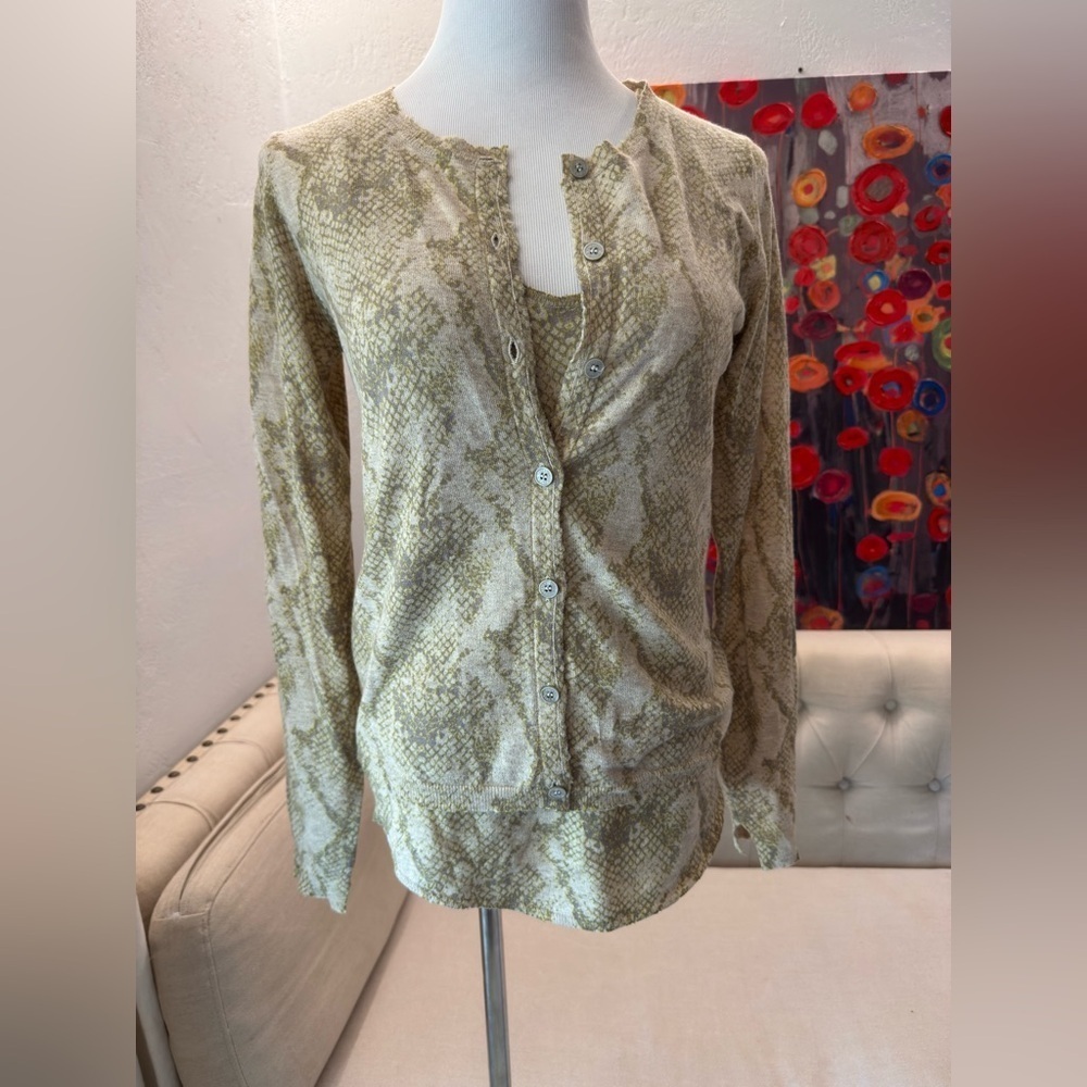 Set Zadig & Voltaire DELUXE Ninon Snakeskin-print cashmere cardigan & tank M